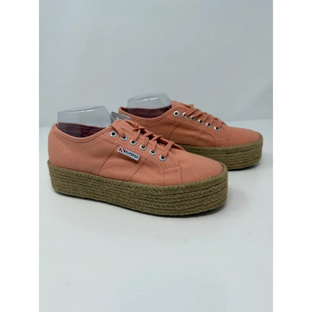 Superga Platform Espadrille Sneakers Women's 9.5 (41) Coral Casual Statement NWT